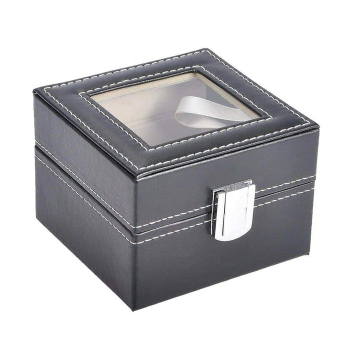 Two Slots Elegant Storage Compact Leatherette Watch Box