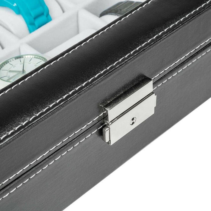 Stylish Storage Modern Faux Leather Watch Box 24 Slots