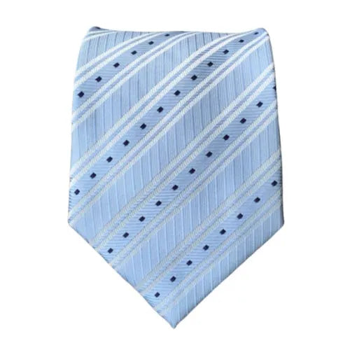 Light Blue Striped Plaid Silk Tie for Men - Classy and Elegant Accessory