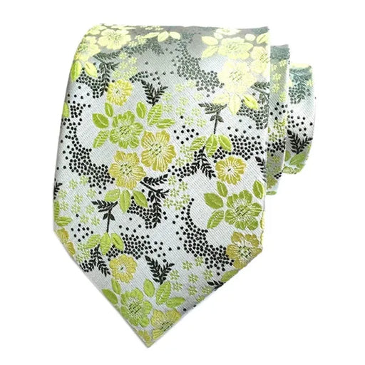 Light Green Floral Silk Tie for Men - Elegant Design for Formal Occasions