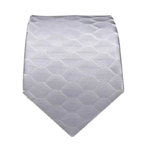 Light Silver Hexagonal Silk Tie for Classy Men