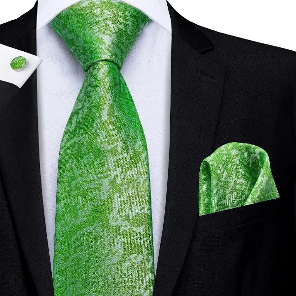 Lime Green Camouflage Silk Tie for Stylish Men