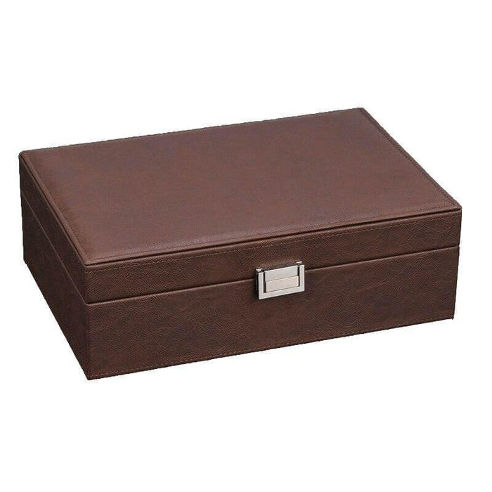 High-End Brown Leatherette Watch Box with 10 Slots