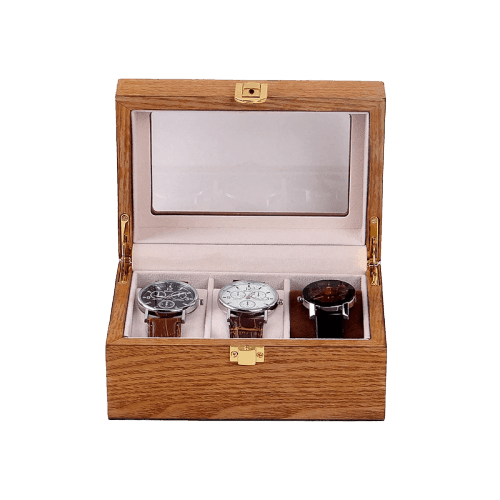 Wooden Watch Box Holder of Luxury Quality with 3 Slots