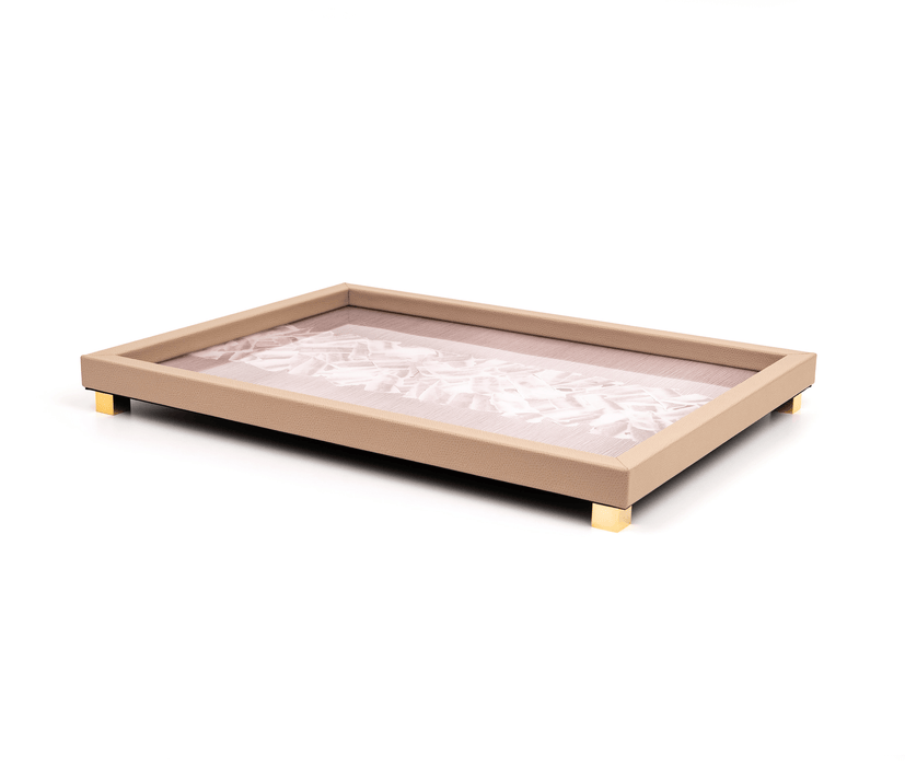 Stylish Memo Tray with Unbreakable Glass Top and Chrome or Gold Details