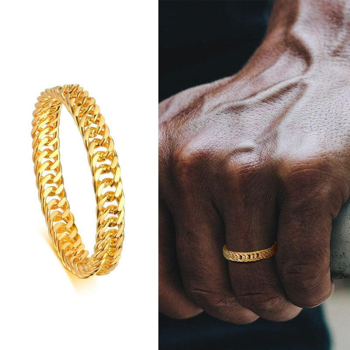 Cuban Ring, Curb Chain Ring, Stainless Steel