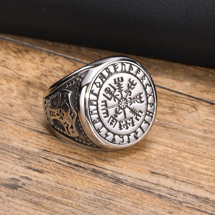 Nordic Odal Runes Engagement Ring 316L