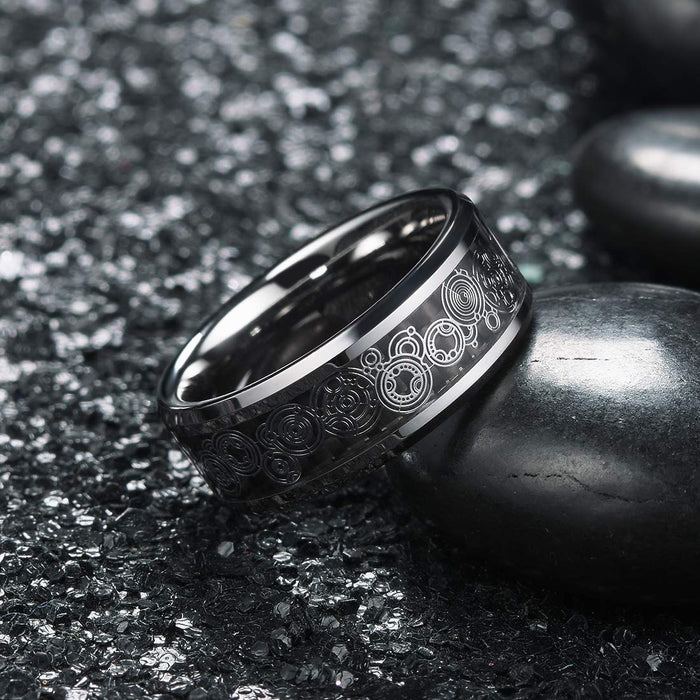 Men's Tungsten Alloy Ring Geometric Black