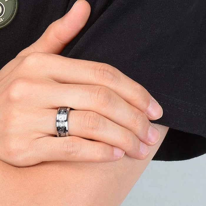 Men's Tungsten Alloy Ring Geometric Black