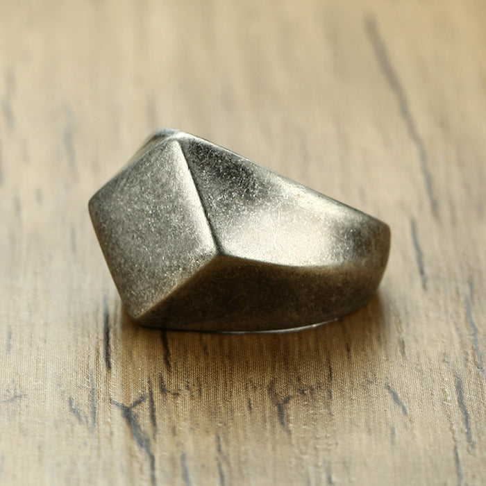 Vintage Oxidized Cubist Flat-Top Signet Ring