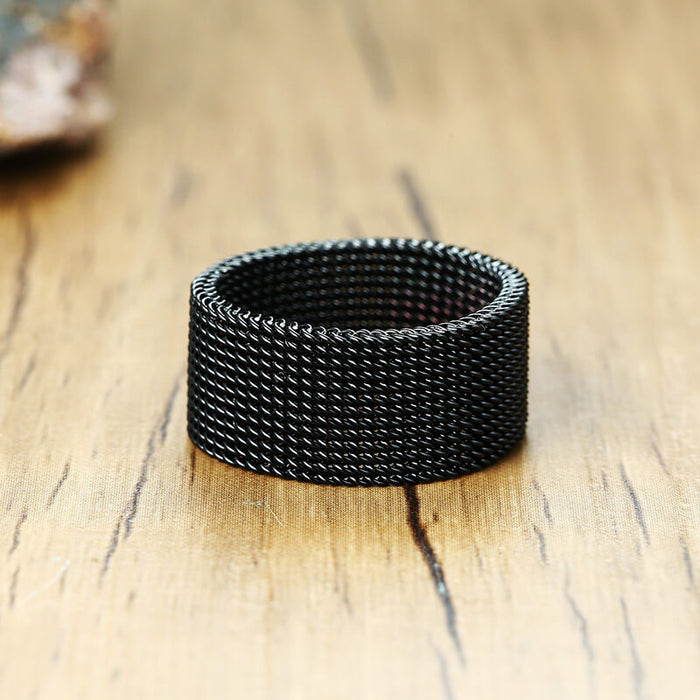 Fashionable Black Mesh Ring Stainless Steel