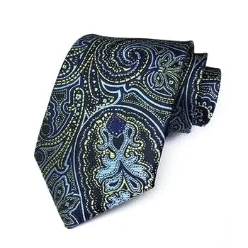 Silk Paisley Necktie for Men - Classy Oceanic Design for Formal Occasions