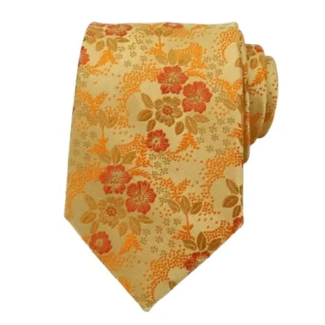 Orange Floral Silk Tie for Men - Classy Accessory for Formal and Casual Occasions
