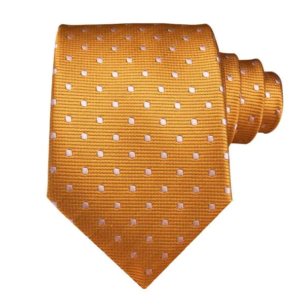 Orange and White Polka Dot Silk Tie for Classy Men
