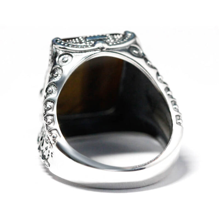 Sterling Silver Tiger Eye Square Men’s Ring
