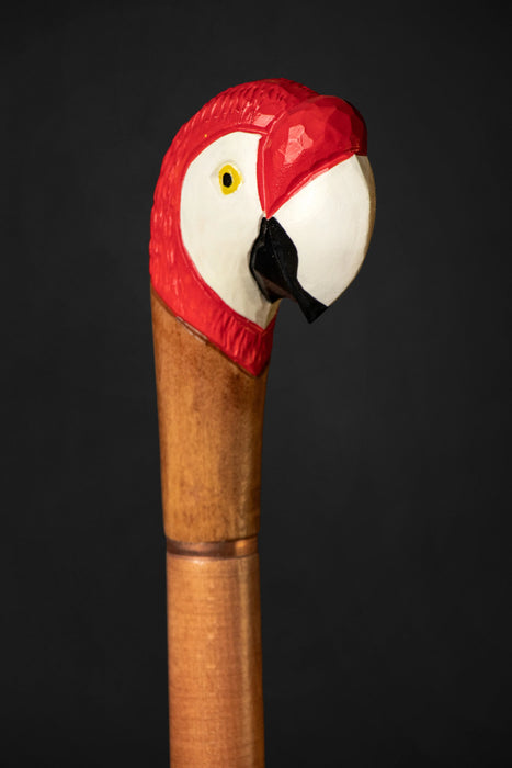 Artisan Walking Cane with Hand-Carved Parrot Handle – Masterpiece
