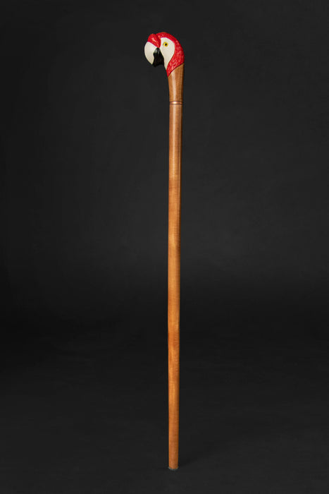 Artisan Walking Cane with Hand-Carved Parrot Handle – Masterpiece