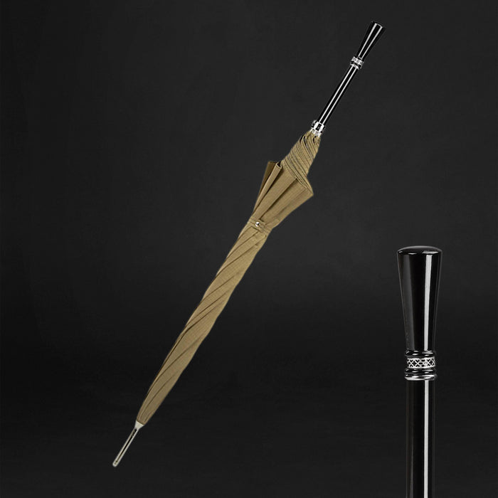 Luxury Black Handle Khaki Men's Umbrella, Classic Design