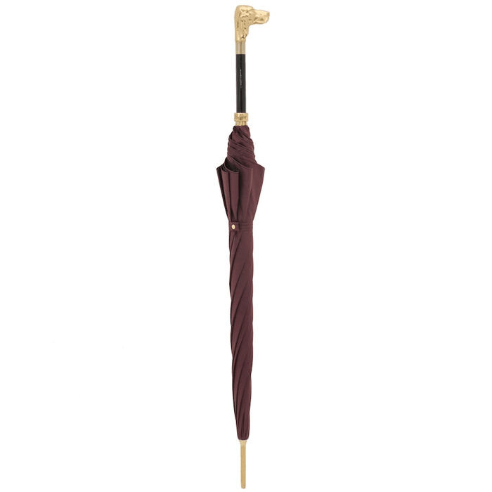 Luxury Burgundy Umbrella with Golden Dog Handle