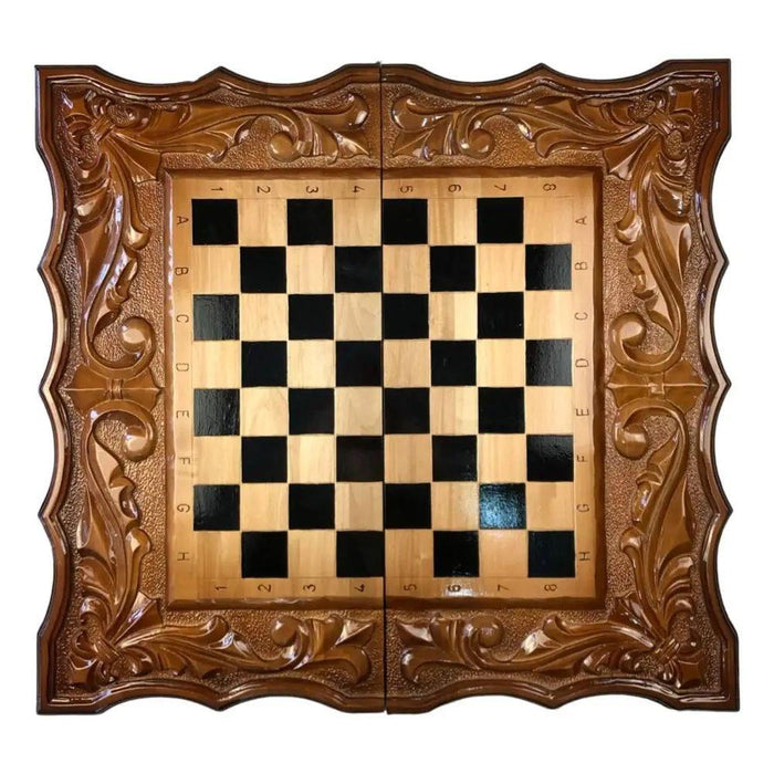 Handmade Wooden Chess Set 3 In 1, 60×30×9 cm