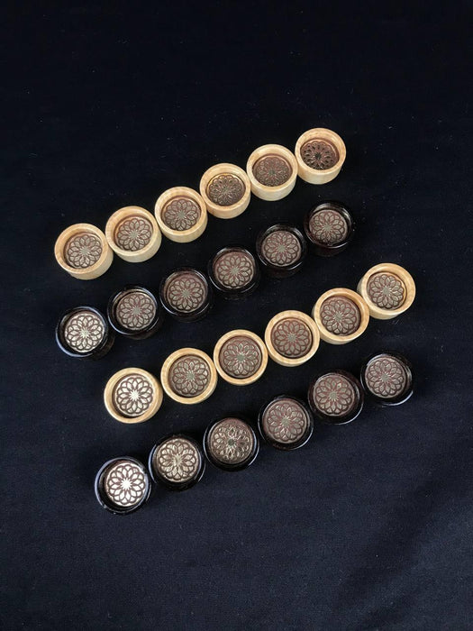 Unique Wooden Checkerboard Game Pieces Set