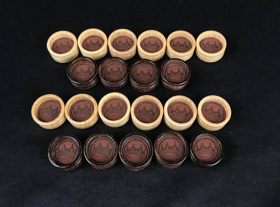 Handcrafted Wooden Checkers and Backgammon Pieces Set