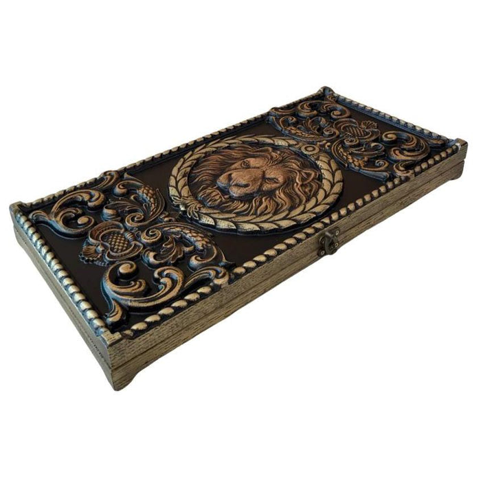 Wooden Backgammon "Lion", Carved Backgammon, Customized Backgammon
