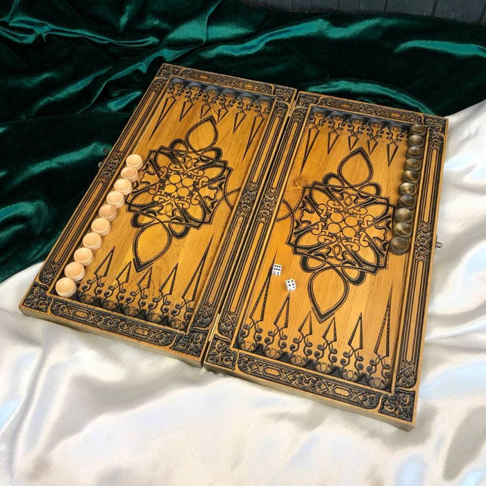Wooden Backgammon "Lion", Carved Backgammon, Customized Backgammon