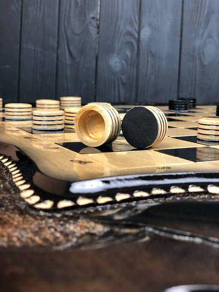 Luxury Wooden Checkers and Backgammon Pieces Set