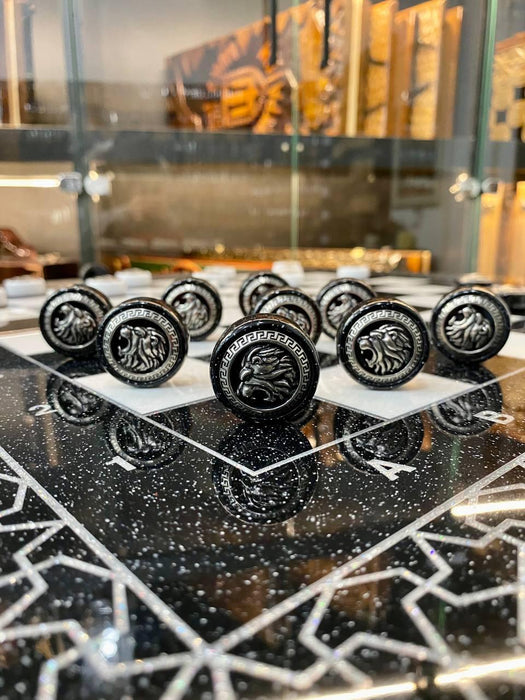 Luxury Black Acrylic Stone Chess Set With Stone Chess