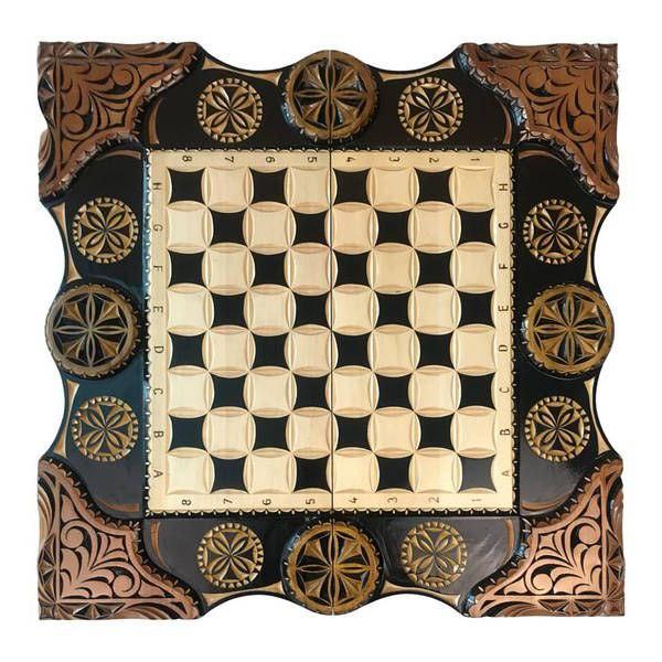 Handmade Wooden Chess Set, Backgammon Set, Checkers Set 3 In 1