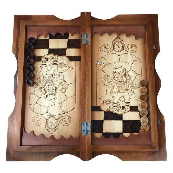 Handmade Wooden Chess Set, Backgammon Set, Checkers Set 3 In 1