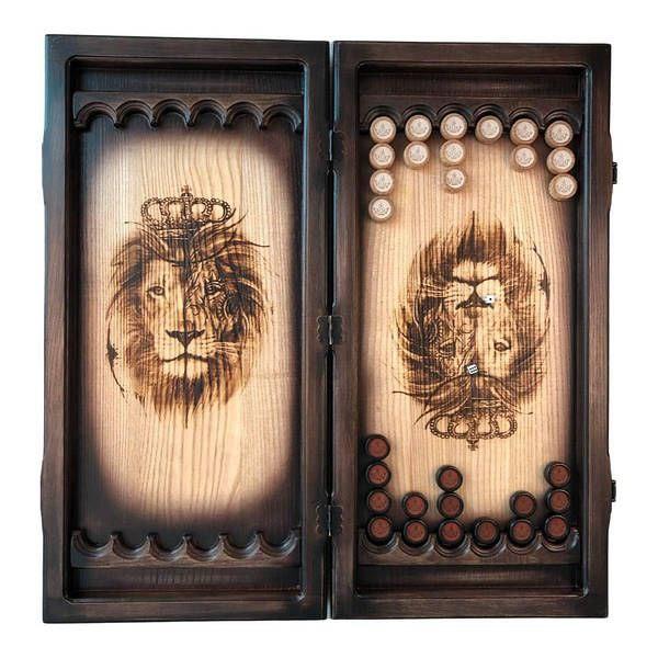 Wooden Backgammon "Lion", Gift Backgammon Set