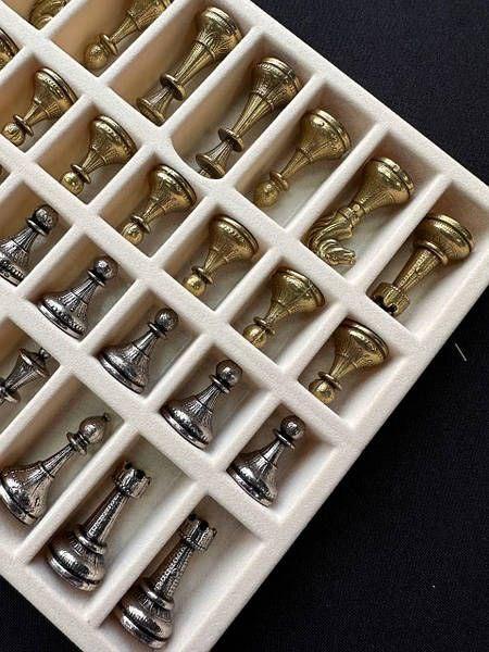 Luxury Handcrafted Metal Chess Pieces, Stylized Chessmen