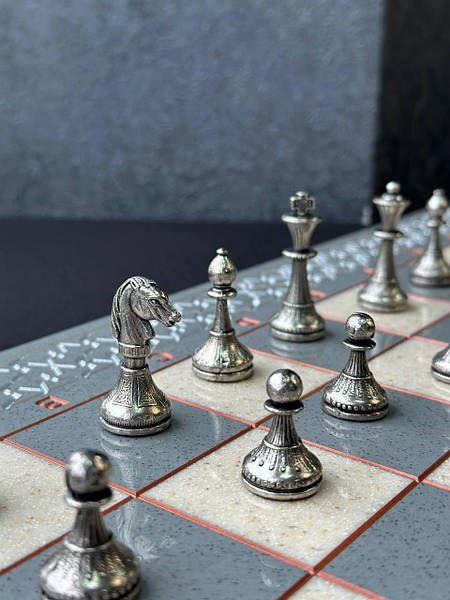 Luxury Handcrafted Metal Chess Pieces, Stylized Chessmen