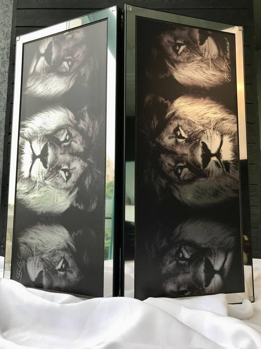 Unique Metal Backgammon "Trio of Lions", 60×30 cm