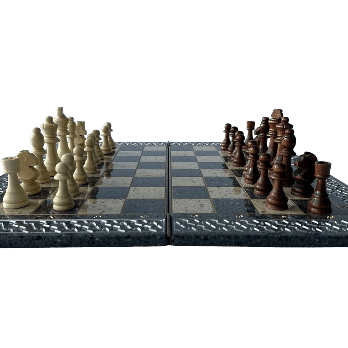 Luxury Grey Acrylic Stone Chess Set 47×23 cm, Limited