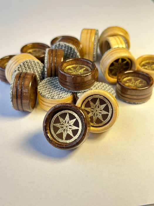 Set of Wooden Checkers Pieces and Backgammon Pieces