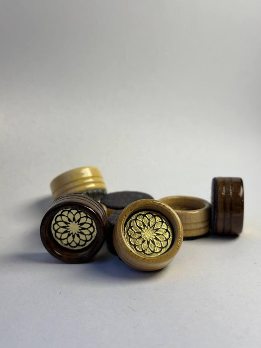 Unique Wooden Checkerboard Game Pieces Set