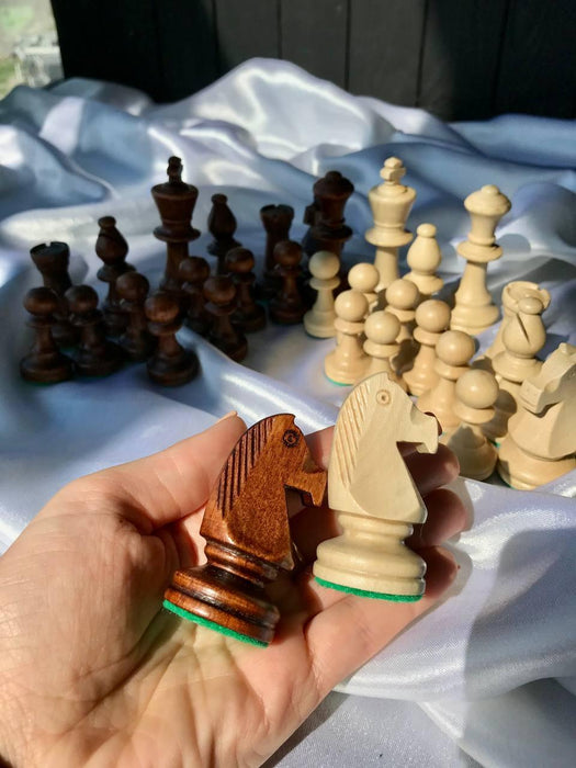 Large Wooden Chess Piece Set, Chessmen, Collectibles