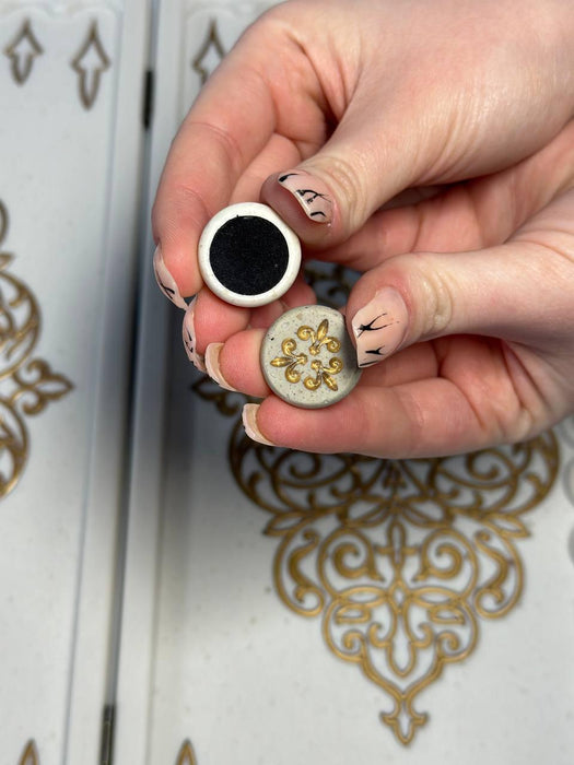Luxury White Acrylic Stone Backgammon "Pattern" 37×19 cm