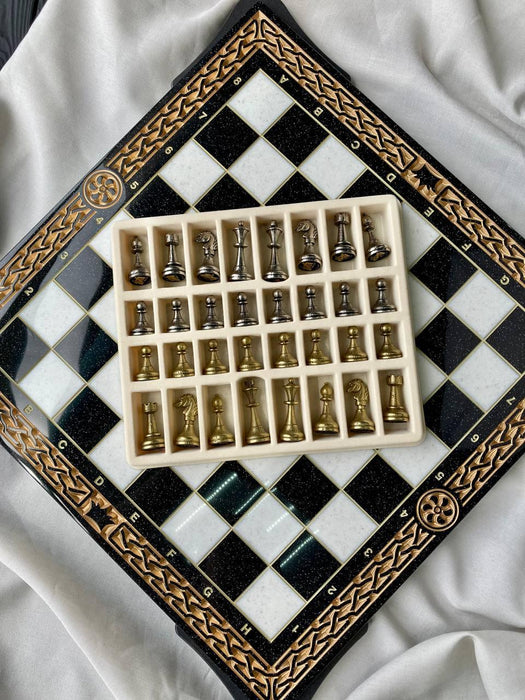 Luxury Handcrafted Metal Chess Pieces, Stylized Chessmen