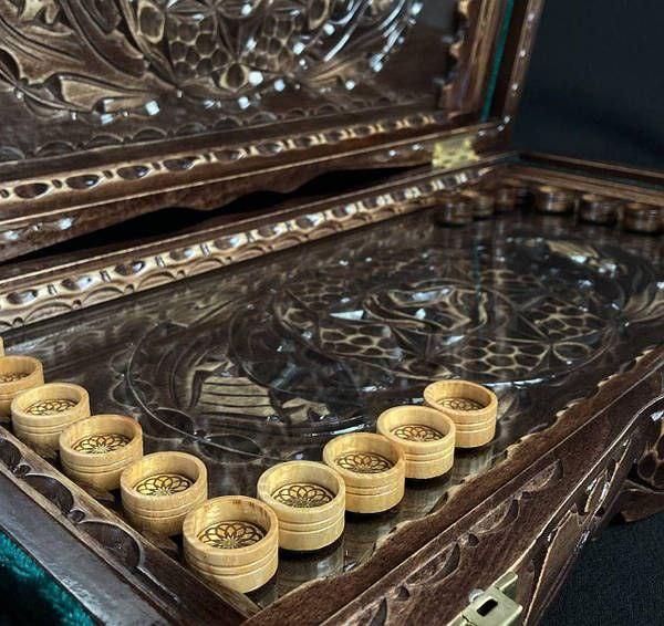 Unique Wooden Checkerboard Game Pieces Set