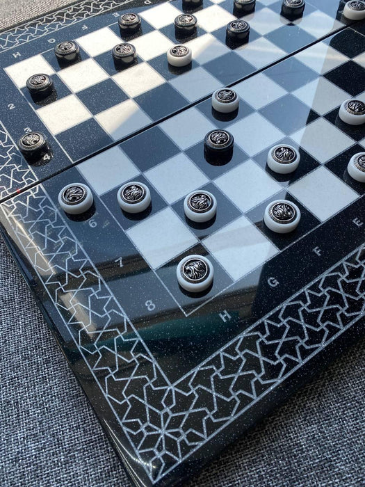 Luxury Acrylic Stone Checkers Set, Stone Backgammon Chips