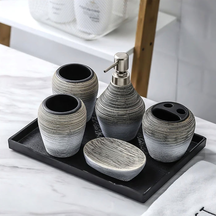Modern 5-Piece Bathroom Accessories Set – Sleek Minimalist Design