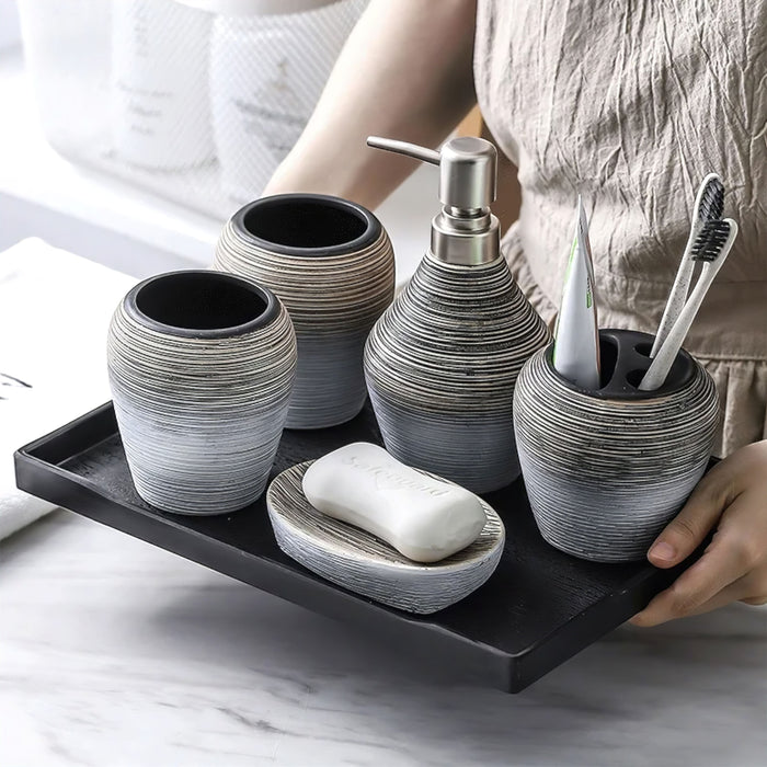 Modern 5-Piece Bathroom Accessories Set – Sleek Minimalist Design