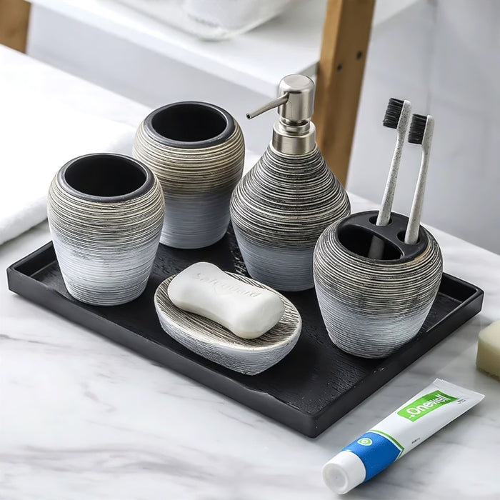 Modern 5-Piece Bathroom Accessories Set – Sleek Minimalist Design