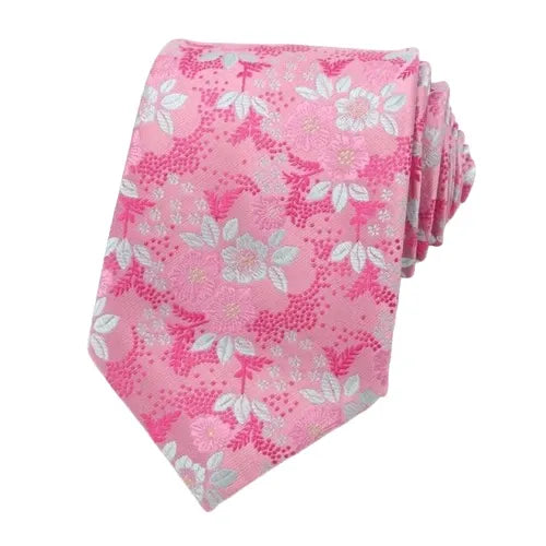 Pink Floral Silk Tie for Classy Men - Elegant Accessory for Formal Occasions