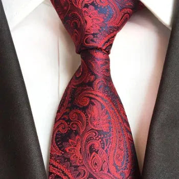 Red Paisley Silk Necktie for Men Classy Formal Accessory