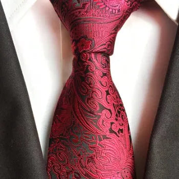 Ruby Red Paisley Silk Necktie for Classy Men - Elegant Formal Accessory